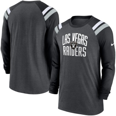 Футболка Las Vegas Raiders Nike Tri-Blend Raglan Athletic Long Sleeve Fashion - Heathered Charcoal/Black