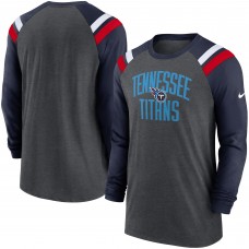 Футболка Tennessee Titans Nike Tri-Blend Raglan Athletic Long Sleeve Fashion - Heathered Charcoal/Navy