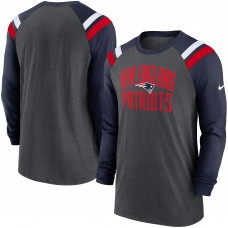 Футболка New England Patriots Nike Tri-Blend Raglan Athletic Long Sleeve Fashion - Heathered Charcoal/Navy