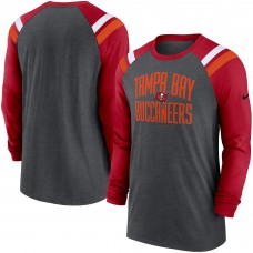 Футболка Tampa Bay Buccaneers Nike Tri-Blend Raglan Athletic Long Sleeve Fashion - Heathered Charcoal/Red