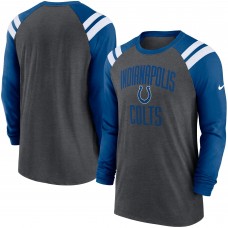 Футболка Indianapolis Colts Nike Tri-Blend Raglan Athletic Long Sleeve Fashion - Heathered Charcoal/Royal