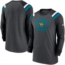 Футболка Jacksonville Jaguars Nike Tri-Blend Raglan Athletic Long Sleeve Fashion - Heathered Charcoal/Black
