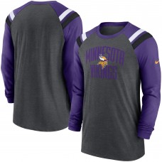 Футболка Minnesota Vikings Nike Tri-Blend Raglan Athletic Long Sleeve Fashion - Heathered Charcoal/Purple