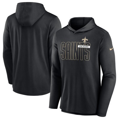 Футболка с длинным рукавом New Orleans Saints Nike Black Lightweight Performance Hooded