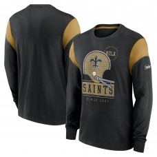 Футболка с длинным рукавом New Orleans Saints Nike Heather Black Rewind Playback Helmet