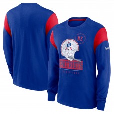 New England Patriots Nike Heather Royal Rewind Playback Helmet Long Sleeve T-Shirt