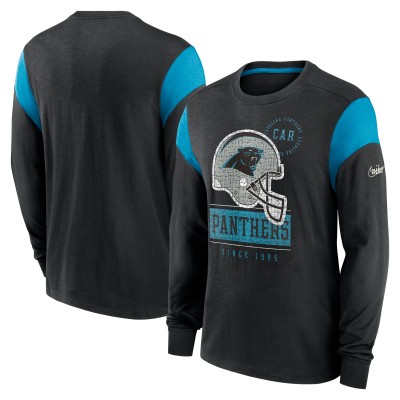 Футболка с длинным рукавом Carolina Panthers Nike Heather Black Rewind Playback Helmet
