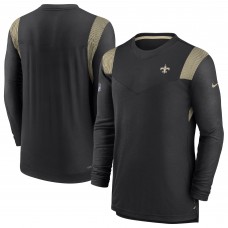 Футболка с длинным рукавом New Orleans Saints Nike Black Sideline Tonal Logo Performance Player