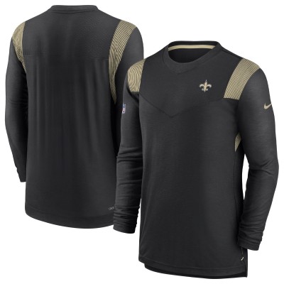 Футболка с длинным рукавом New Orleans Saints Nike Black Sideline Tonal Logo Performance Player
