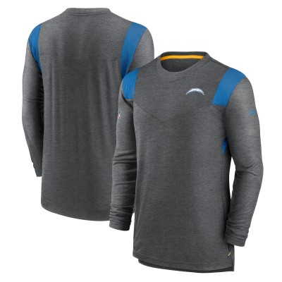 Los Angeles Chargers Nike Charcoal Sideline Tonal Logo Performance Player Long Sleeve T-Shirt