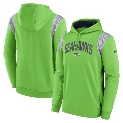 Seattle Seahawks Nike Neon Green Sideline Athletic Stack Performance Pullover Hoodie