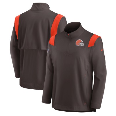 Кофта с длинным рукавом на короткой молнии Cleveland Browns Nike Sideline Coach Chevron Lockup - Brown