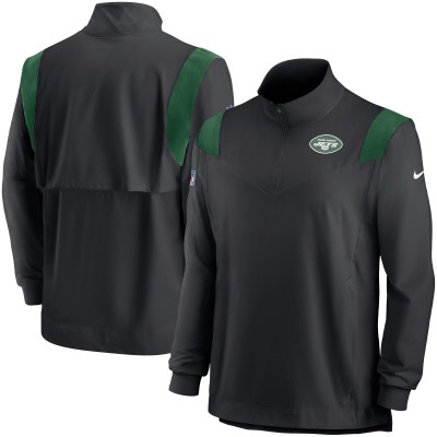 Кофта с длинным рукавом на короткой молнии New York Jets Nike Sideline Coach Chevron Lockup - Black