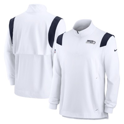 Кофта на короткой молнии Seattle Seahawks Nike Sideline Coaches Chevron Lockup - White