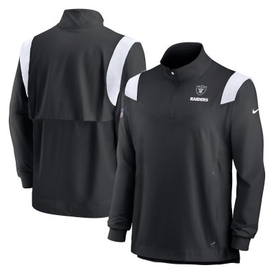 Кофта с длинным рукавом на короткой молнии Las Vegas Raiders Nike Sideline Coach Chevron Lockup - Black