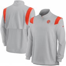 Кофта с длинным рукавом на короткой молнии Cleveland Browns Nike Sideline Coach Chevron Lockup - Gray