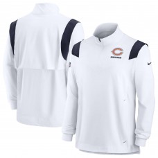 Кофта с длинным рукавом на короткой молнии Chicago Bears Nike Sideline Coach Chevron Lockup - White