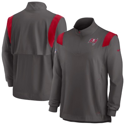 Кофта с длинным рукавом на короткой молнии Tampa Bay Buccaneers Nike Sideline Coach Chevron Lockup - Pewter