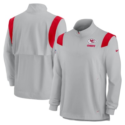 Кофта с длинным рукавом на короткой молнии Kansas City Chiefs Nike Sideline Coach Chevron Lockup - Gray