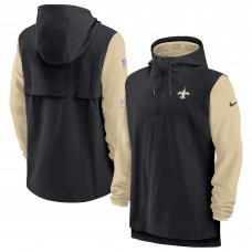 Толстовка на короткой молнии New Orleans Saints Nike Black/Gold Sideline Player