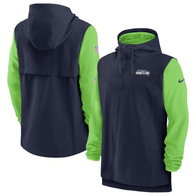 Кофта на короткой молнии Seattle Seahawks Nike Sideline Player - College Navy/Neon Green