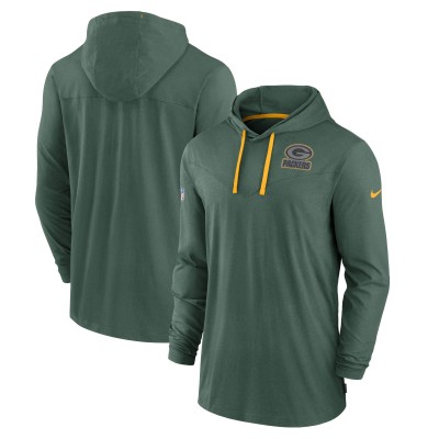 Футболка с длинным рукавом с капюшоном Green Bay Packers Nike Sideline Pop Performance Pullover - Green