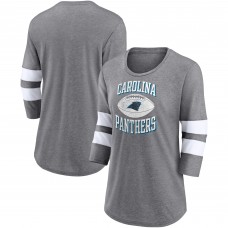 Carolina Panthers Womens Throwing Down Scoop Neck 3/4-Sleeve T-Shirt - Heathered Gray