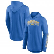 Los Angeles Chargers Fanatics Powder Blue Front Runner Long Sleeve Hooded T-Shirt
