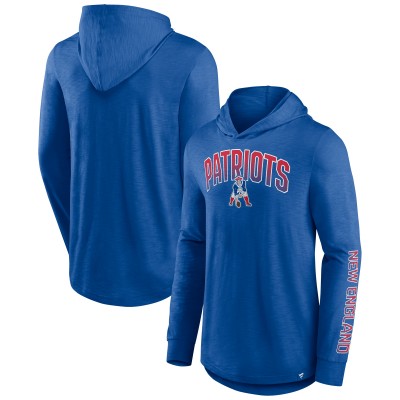 New England Patriots Fanatics Royal Front Runner Long Sleeve Hooded T-Shirt