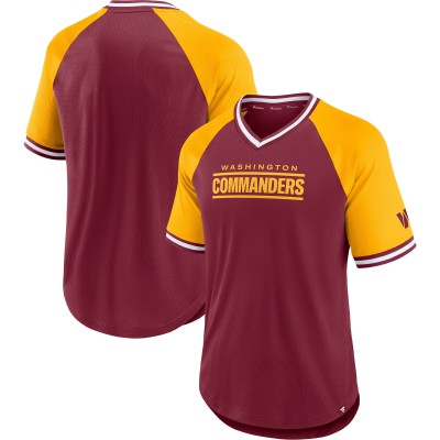 Футболка Washington Commanders Second Wind Raglan V-Neck - Burgundy/Gold