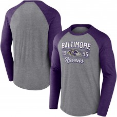 Футболка с длинным рукавом Baltimore Ravens Weekend Casual Raglan - Heathered Gray/Heathered Purple