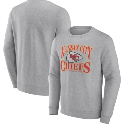 Kansas City Chiefs Fanatics Heathered Charcoal Playability Pullover Sweatshirt