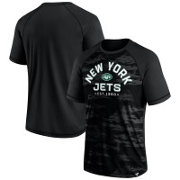 New York Jets Fanatics Blackout Hail Mary Raglan T-Shirt