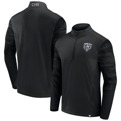 Chicago Bears Fanatics Blackout Ringer Quarter-Zip Top