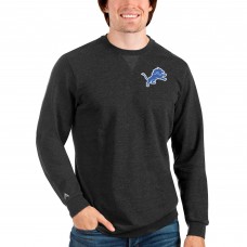 Detroit Lions Antigua Reward Crewneck Pullover Sweatshirt - Heathered Black