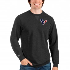 Houston Texans Antigua Reward Crewneck Pullover Sweatshirt - Heathered Black