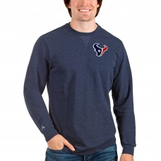 Houston Texans Antigua Reward Crewneck Pullover Sweatshirt - Heathered Navy