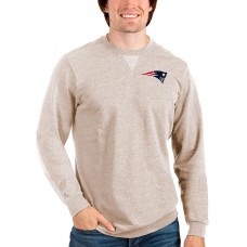 New England Patriots Antigua Reward Crewneck Pullover Sweatshirt - Oatmeal