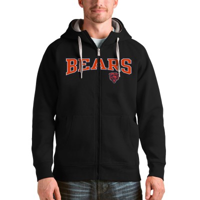 Толстовка на молнии с капюшоном Chicago Bears Antigua Wordmark Victory - Black