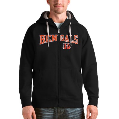 Cincinnati Bengals Antigua Wordmark Victory Full-Zip Hoodie - Black - оригинальная атрибутика Цинциннати Бенгалс