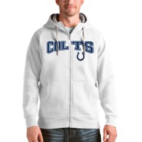 Indianapolis Colts Antigua White Wordmark Victory Full-Zip Hoodie