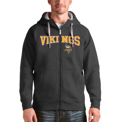 Толстовка на молнии с капюшоном Minnesota Vikings Antigua Wordmark Victory - Charcoal