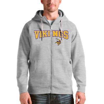 Толстовка на молнии с капюшоном Minnesota Vikings Antigua Wordmark Victory - Heathered Gray