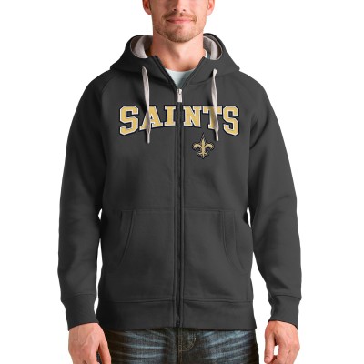 Толстовка на молнии с капюшоном New Orleans Saints Antigua Wordmark Victory - Charcoal