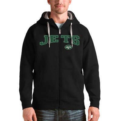Толстовка на молнии с капюшоном New York Jets Antigua Wordmark Victory - Black