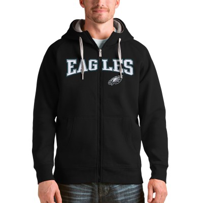 Толстовка на молнии с капюшоном Philadelphia Eagles Antigua Wordmark Victory - Black