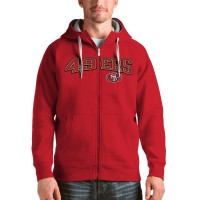 San Francisco 49ers Antigua Scarlet Wordmark Victory Full-Zip Hoodie