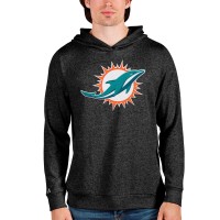 Miami Dolphins Antigua Heathered Black Team Absolute Pullover Hoodie