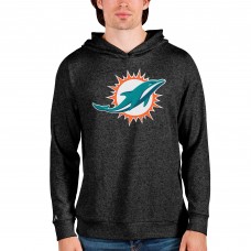 Miami Dolphins Antigua Heathered Black Team Absolute Pullover Hoodie