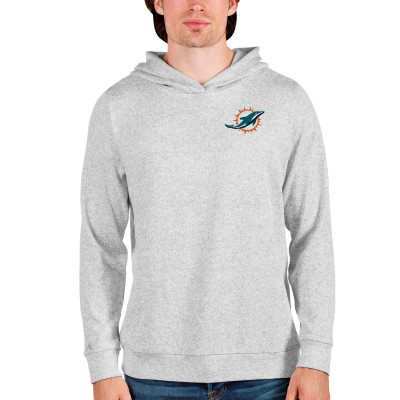 Miami Dolphins Antigua Heathered Gray Absolute Pullover Hoodie